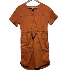 REI Co Op Dress Womens M Orange Sahara Nylon Belted Pocket Vented Hiking Outdoor